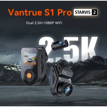 Vantrue S1 PRO 2CH – kamera samochodowa Dual WiFi GPS, przód + tył, tryb parkingowy